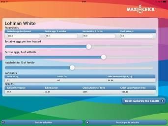 DSM aplicación calculadora de reproductoras MaxiChick